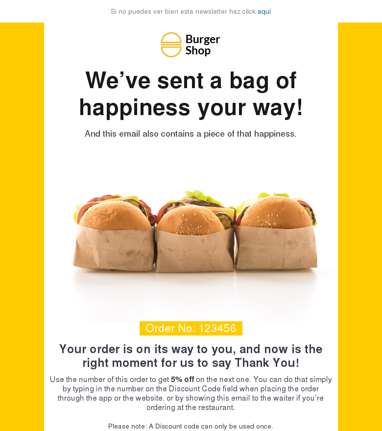 Plantilla email marketing Thank you for ordering