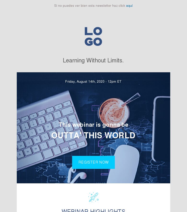 Template email marketing Aprender sin límites