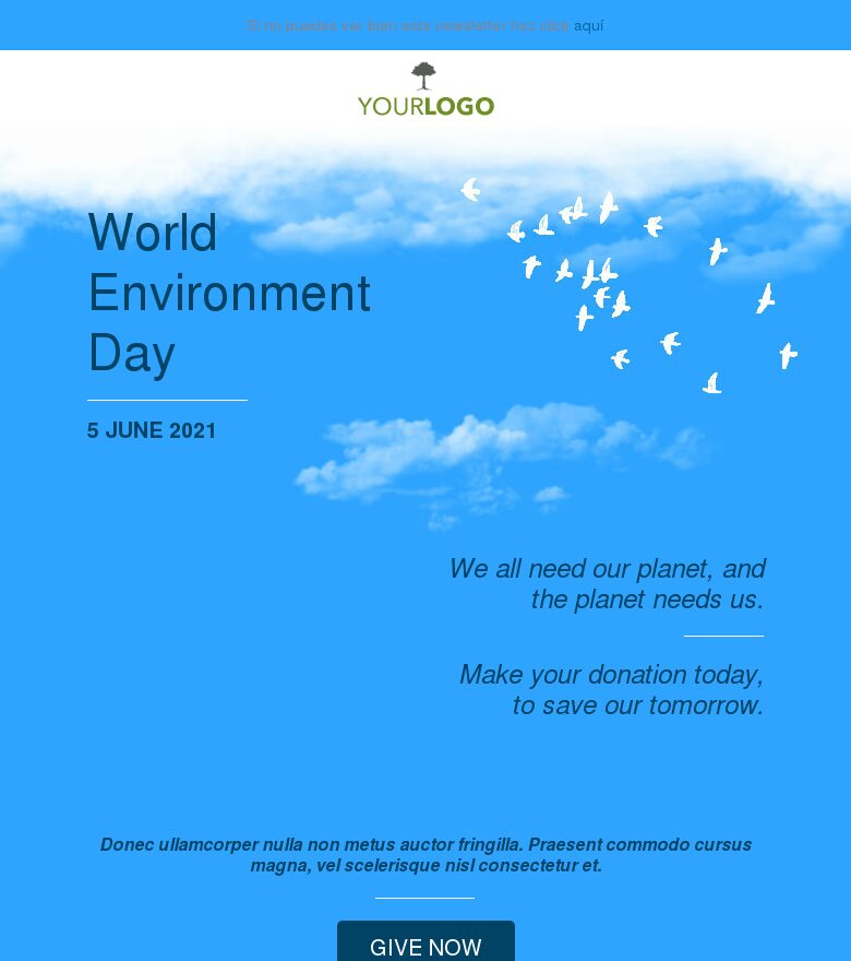 Template email marketing Día Mundial del Medio Ambiente