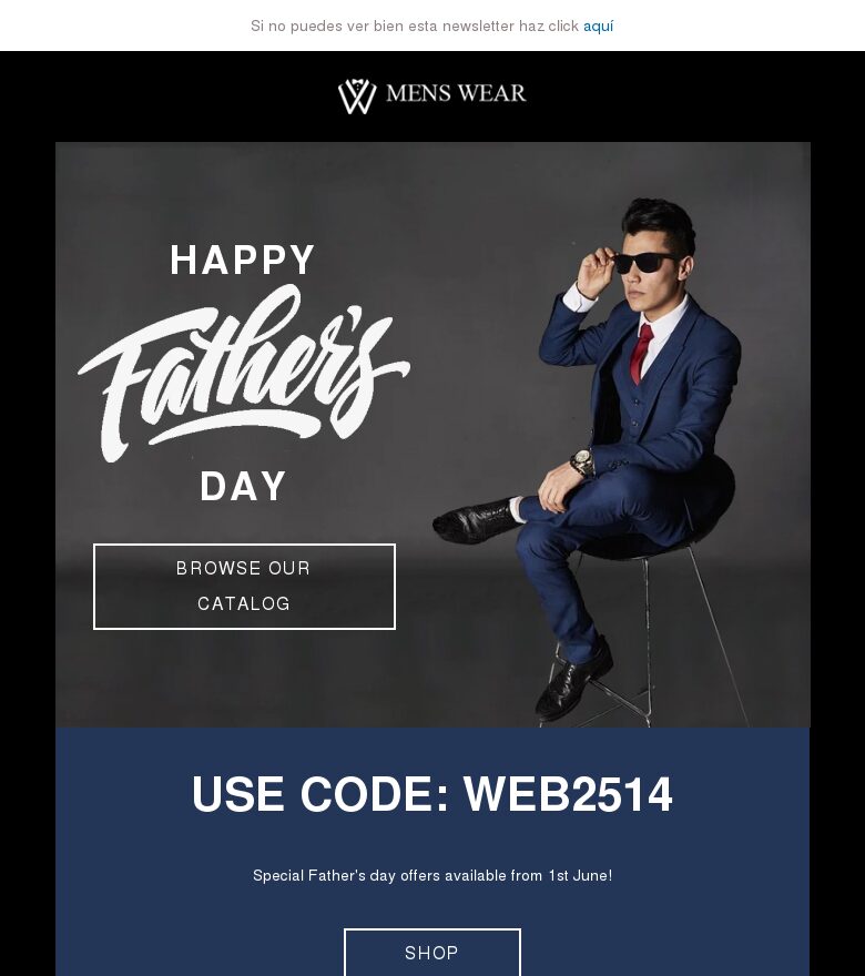 Template email marketing La mejor moda para tu padre