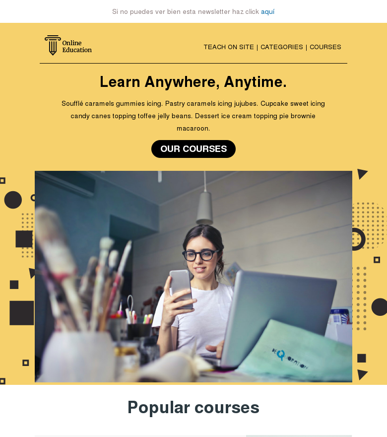 Plantilla email marketing Online school presentation