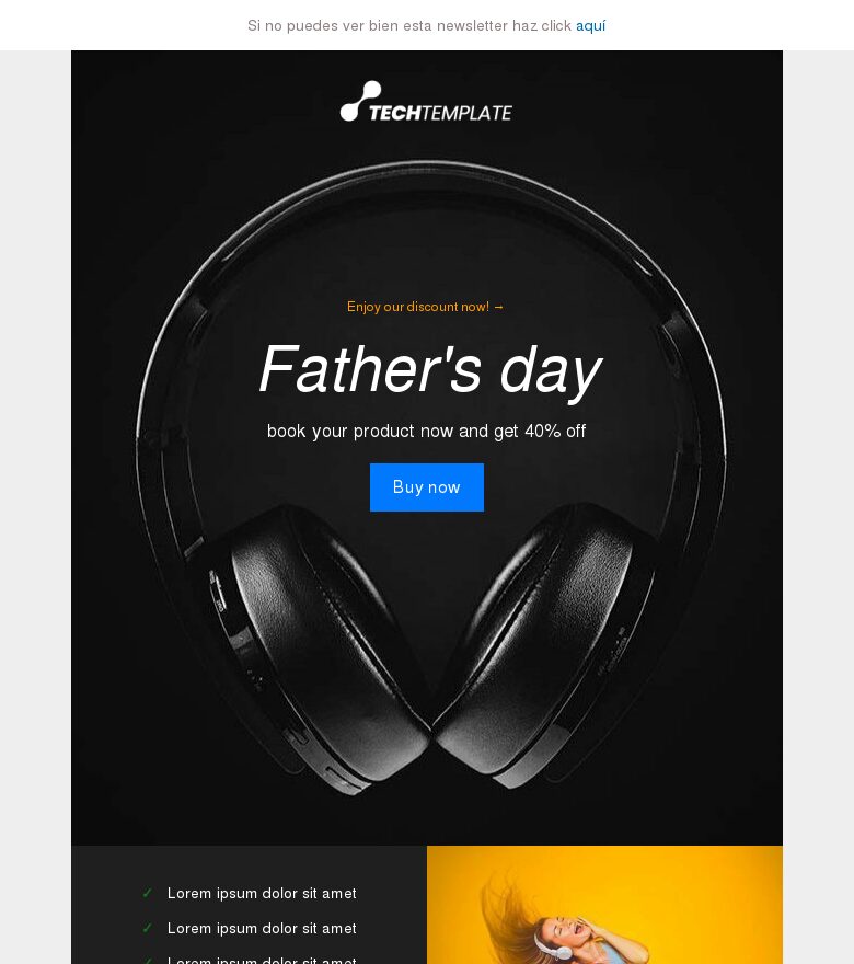 Email marketing template Electrónica para el Día del Padre