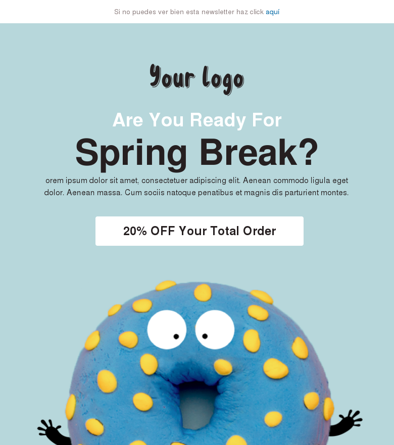 Plantilla email marketing Donut spring break party