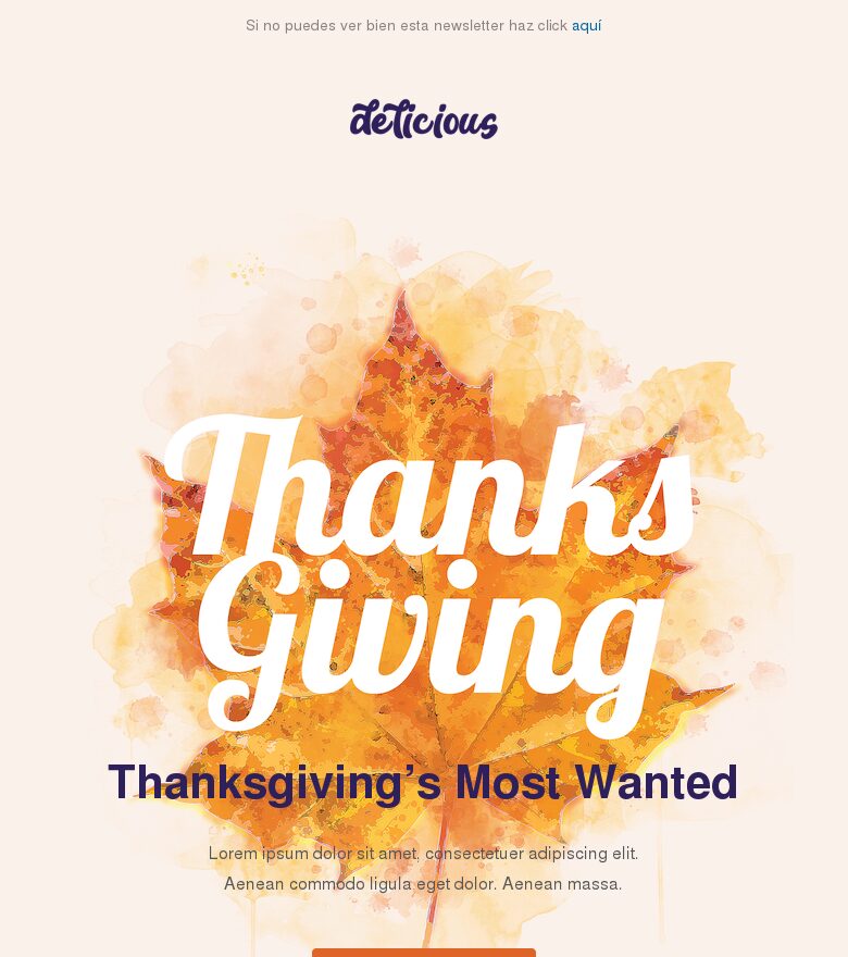 Email marketing template Lo más deseado de Acción de Gracias