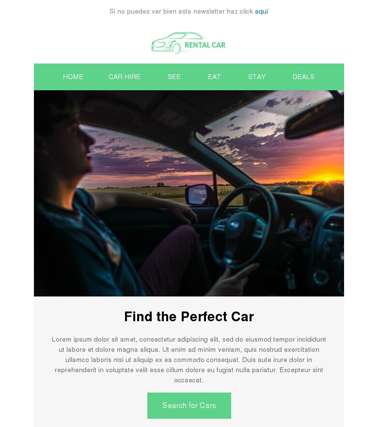 Email marketing template Alquiler de coches