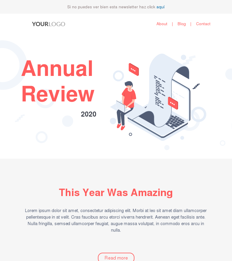Plantilla email marketing Clean annual review