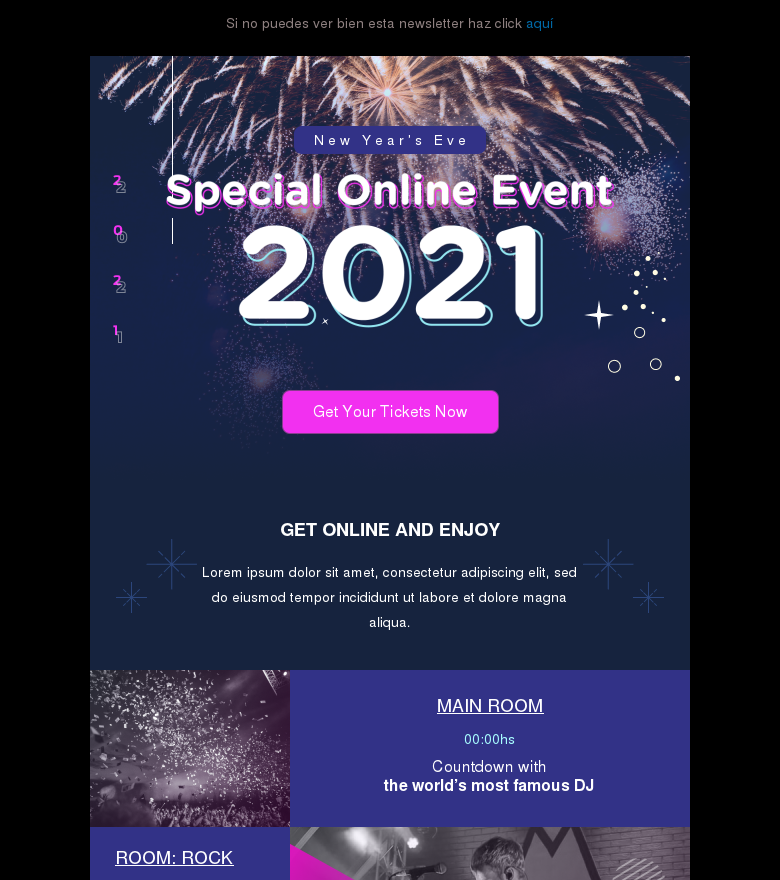 Plantilla email marketing A night to remember