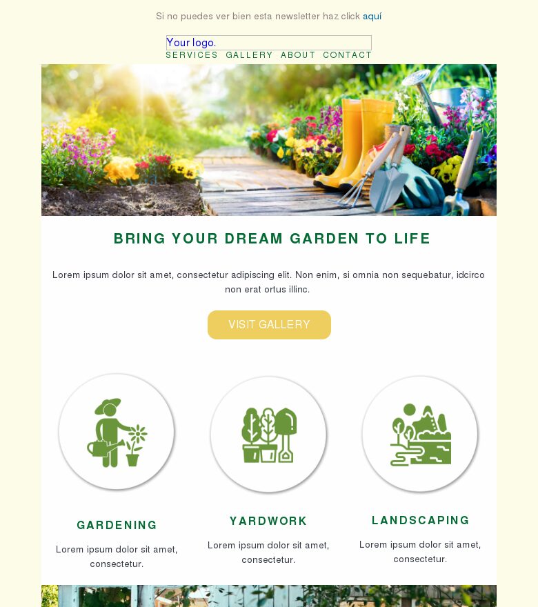 Template email marketing Un verano en el jardín