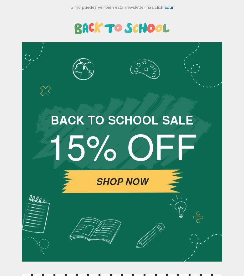 Template email marketing Descuento de vuelta al cole