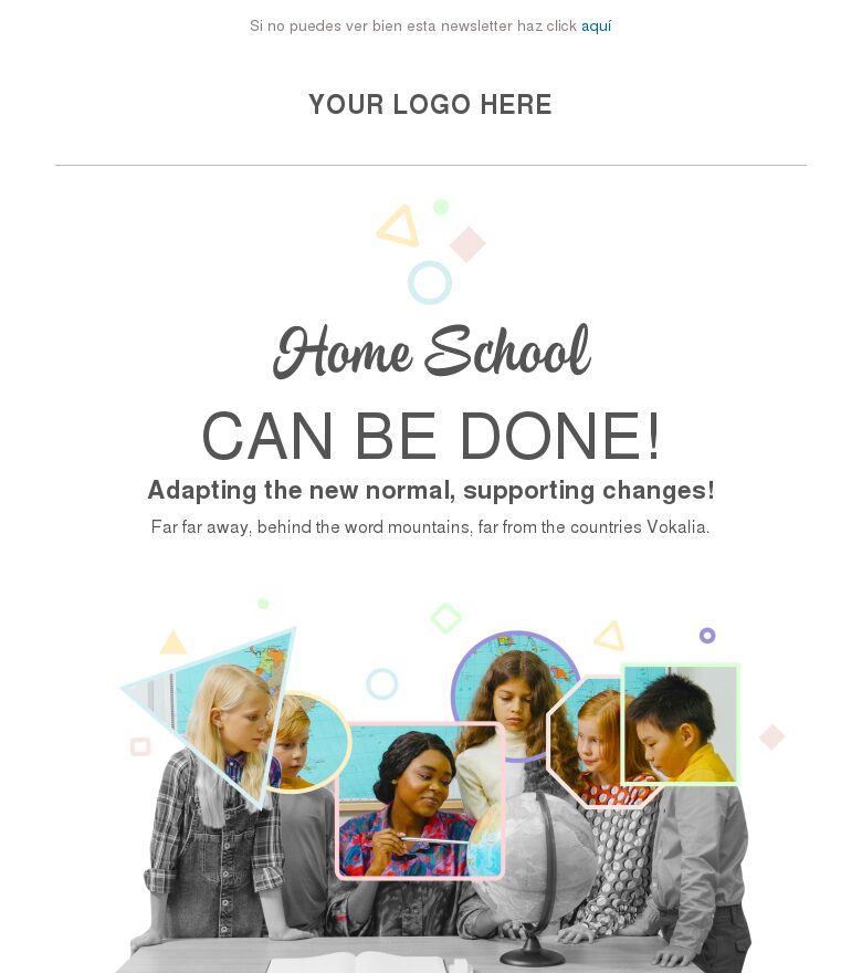 Template email marketing El cole y la nueva normalidad