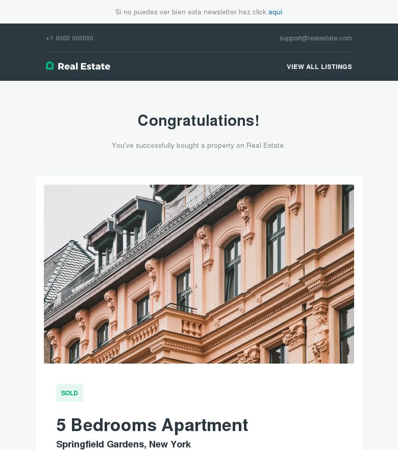 Email marketing template Casa vendida