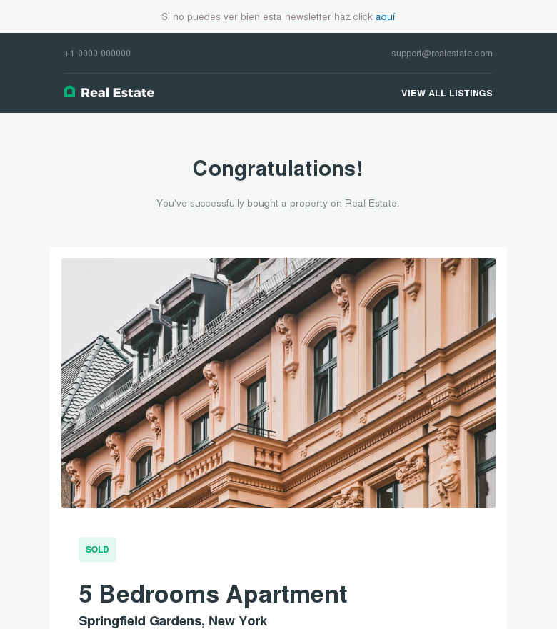 Plantilla email marketing Home sold