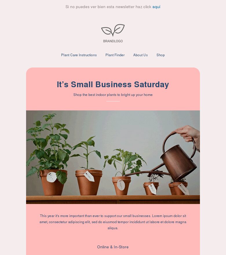 Template email marketing En Gardeners es el sábado de pequeño comercio