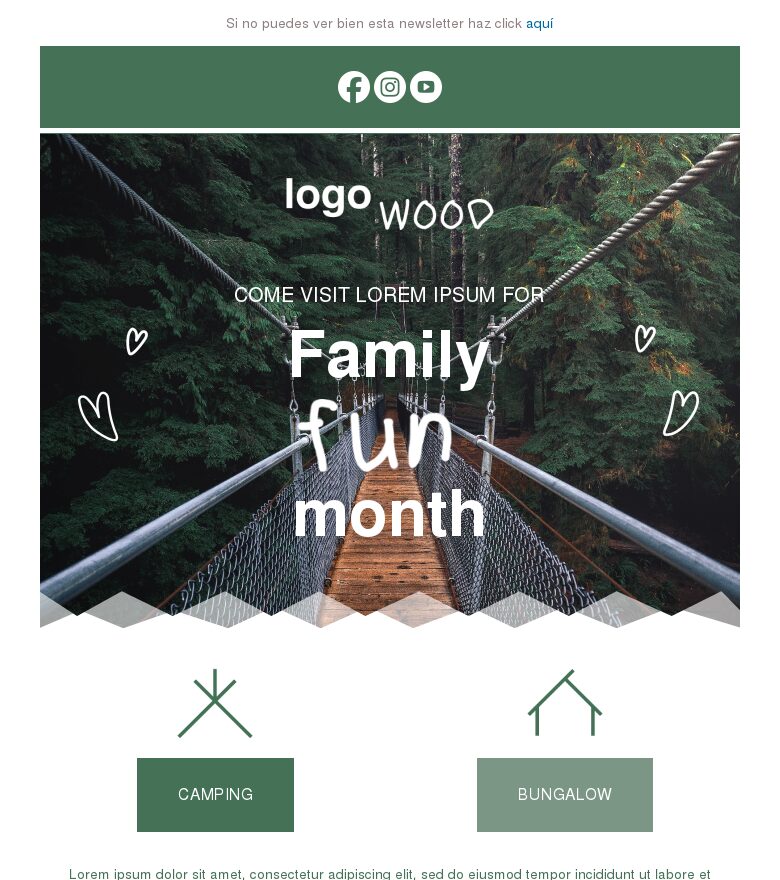 Template email marketing Mes de acampada en familia