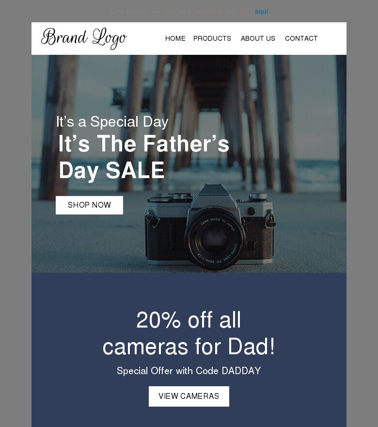 Template email marketing Fotografía para el Día del Padre