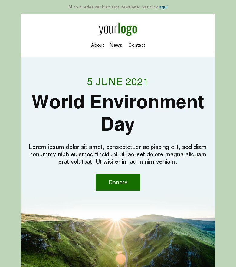 Template email marketing Recaudación por el Día del Medio Ambiente