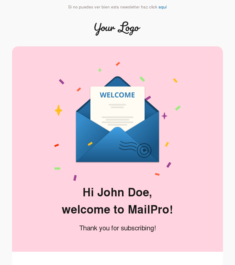 Plantilla email marketing Thank you for subscribing