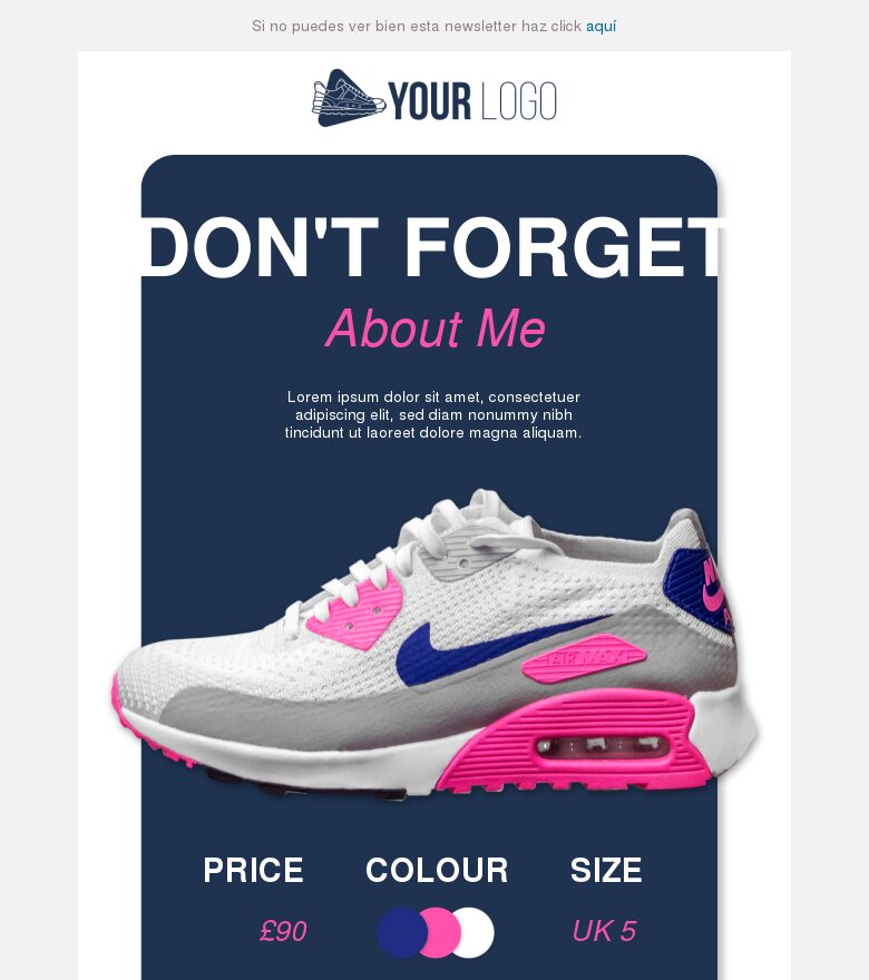 Template email marketing No te olvides de mí