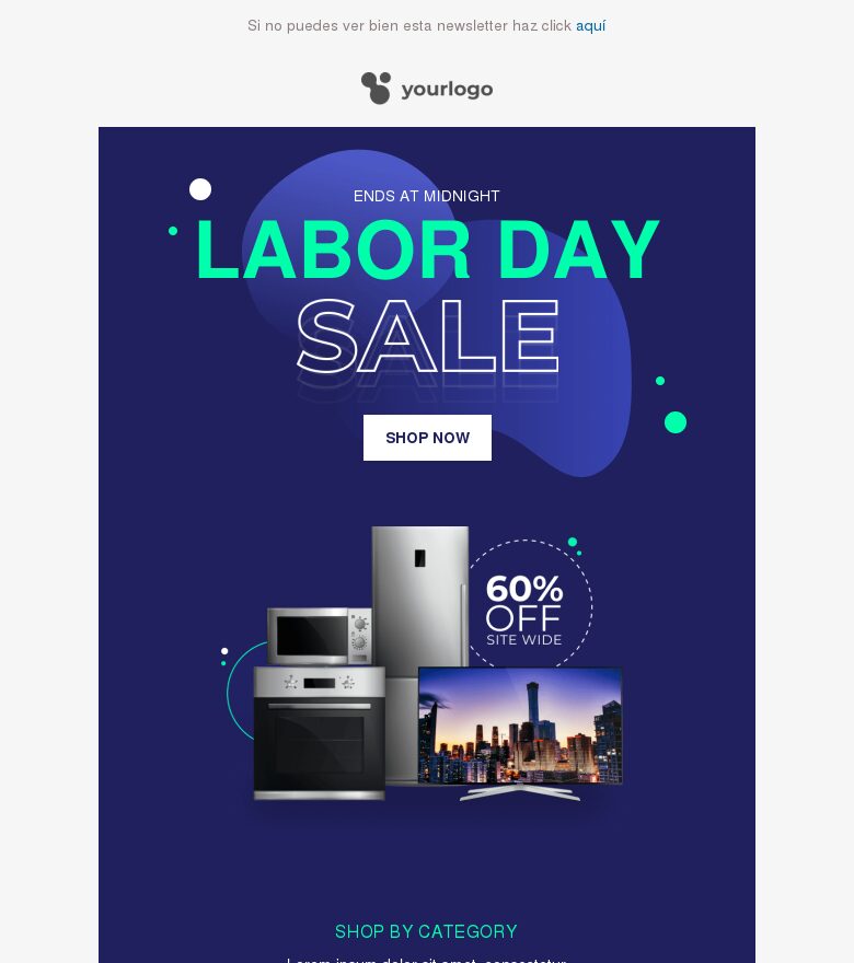 Template email marketing Rebajas del Día del Trabajo