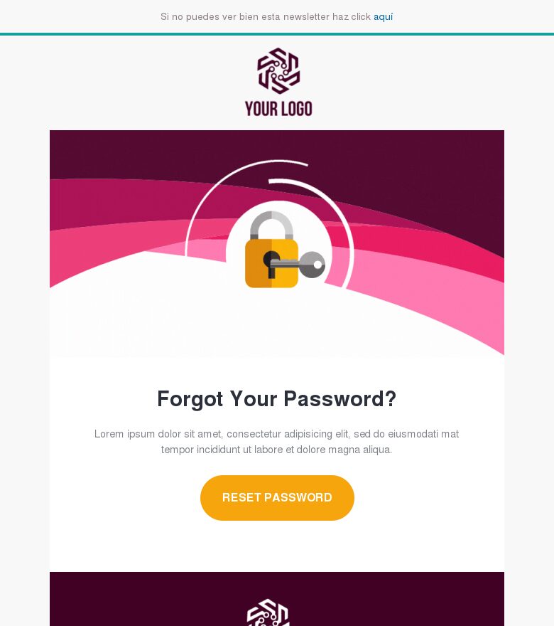 Template email marketing Notificación de restablecimiento de contraseña