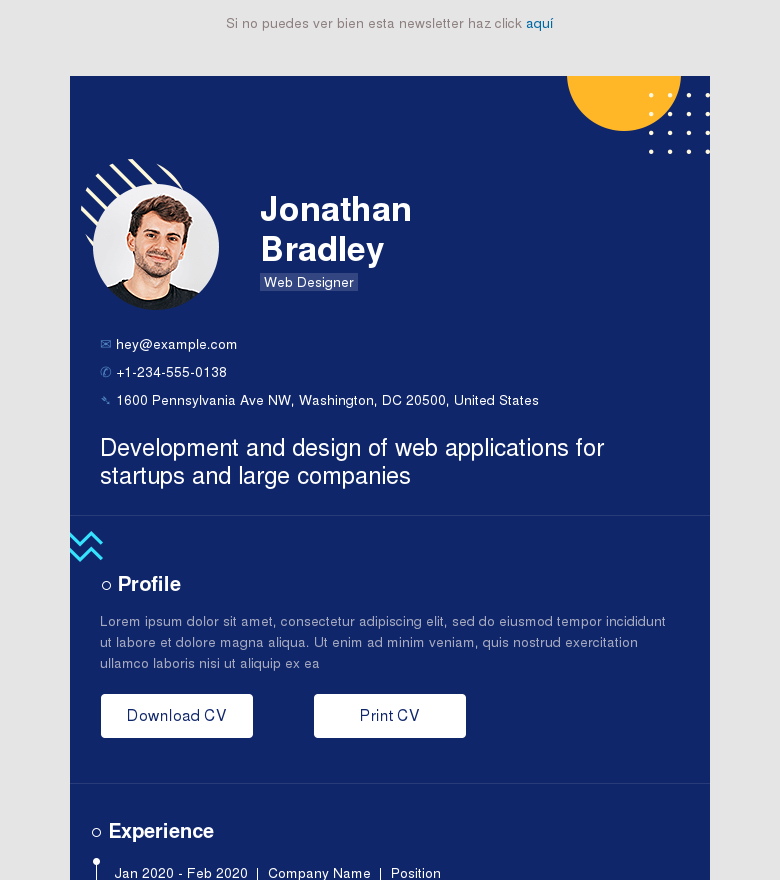 Plantilla email marketing Blue cv