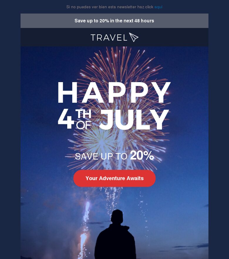 Email marketing template Viaje del Día de la Independencia