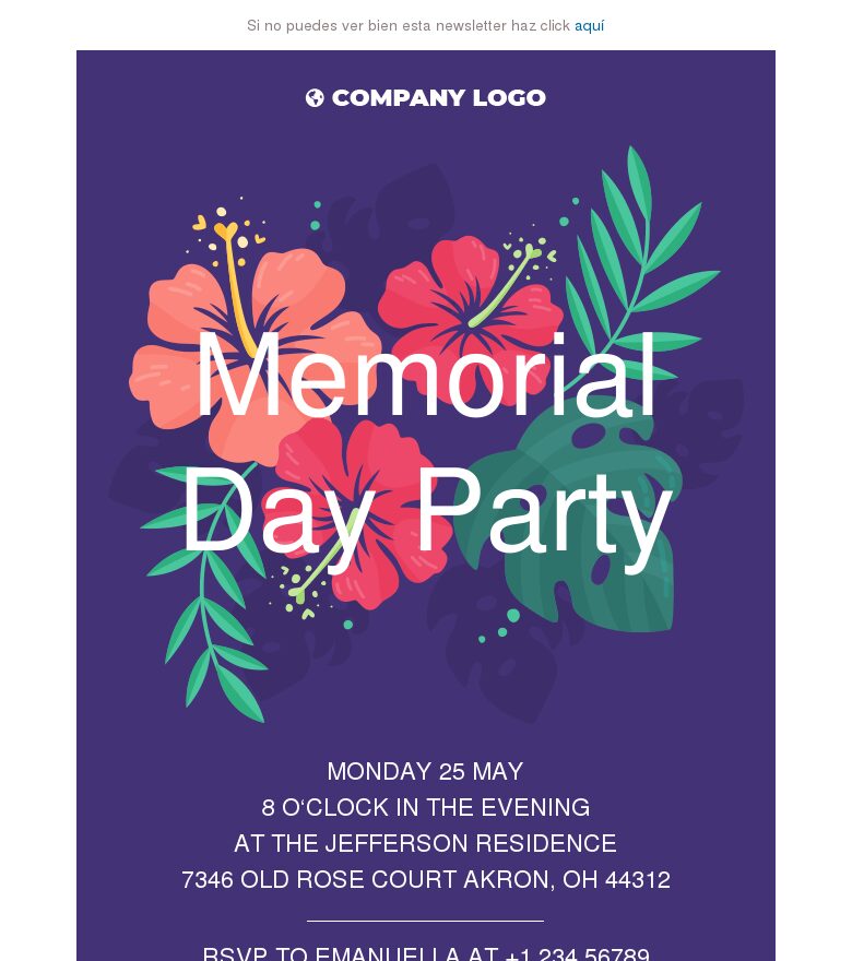 Template email marketing Evento de Memorial Day