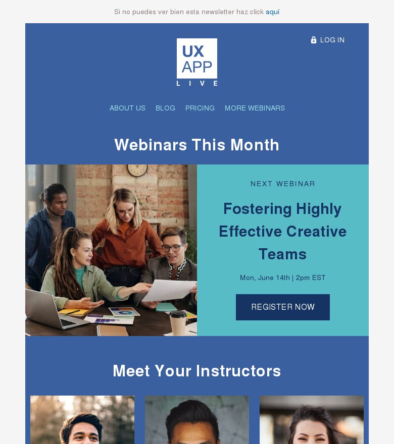 Template email marketing Bienvenido a nuestro webinar