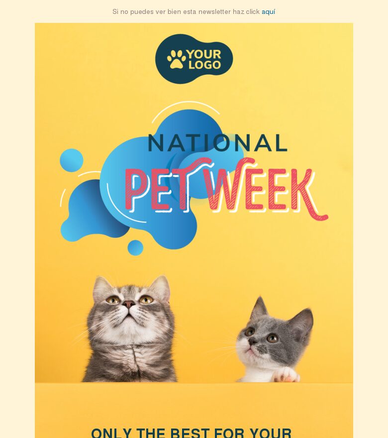 Template email marketing Delicias para la semana nacional de las mascotas