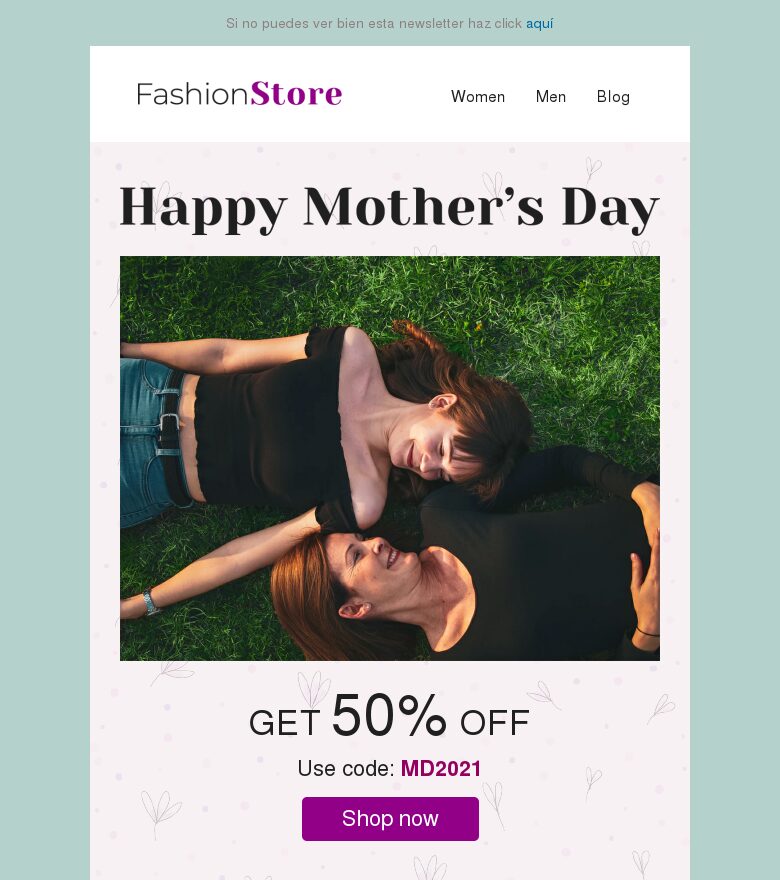 Template email marketing Descuento del Día de la Madre