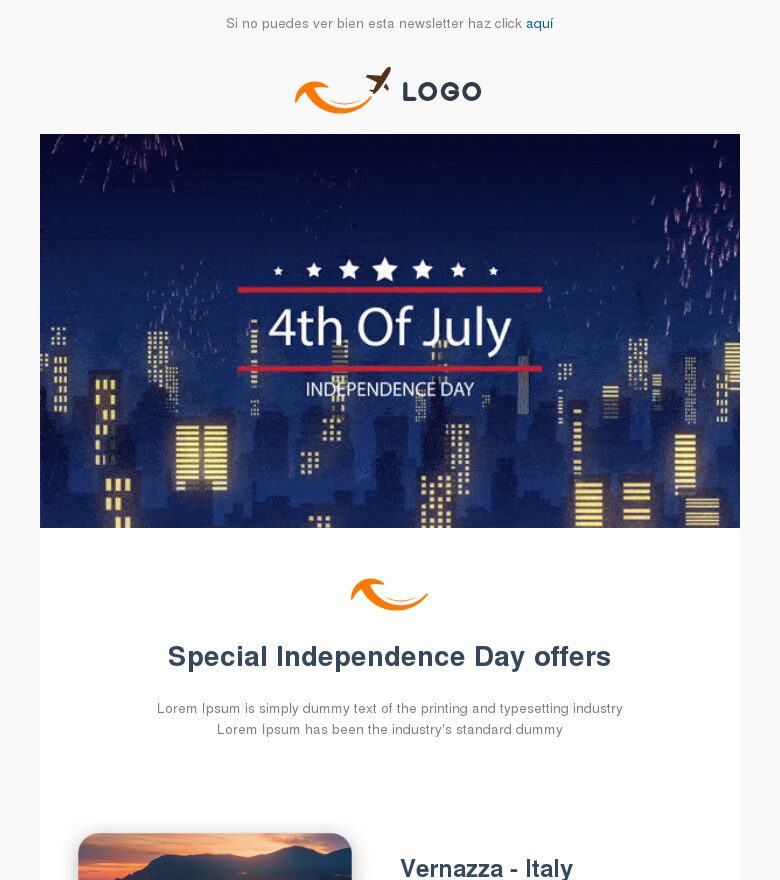 Template email marketing 4 de julio 2
