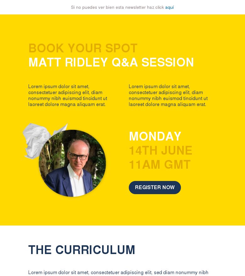 Template email marketing Preguntas y respuestas del evento virtual