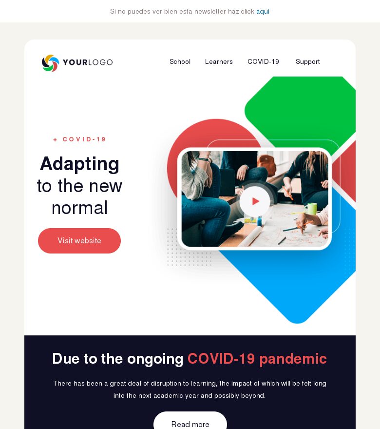 Template email marketing Adaptándonos a la nueva normalidad