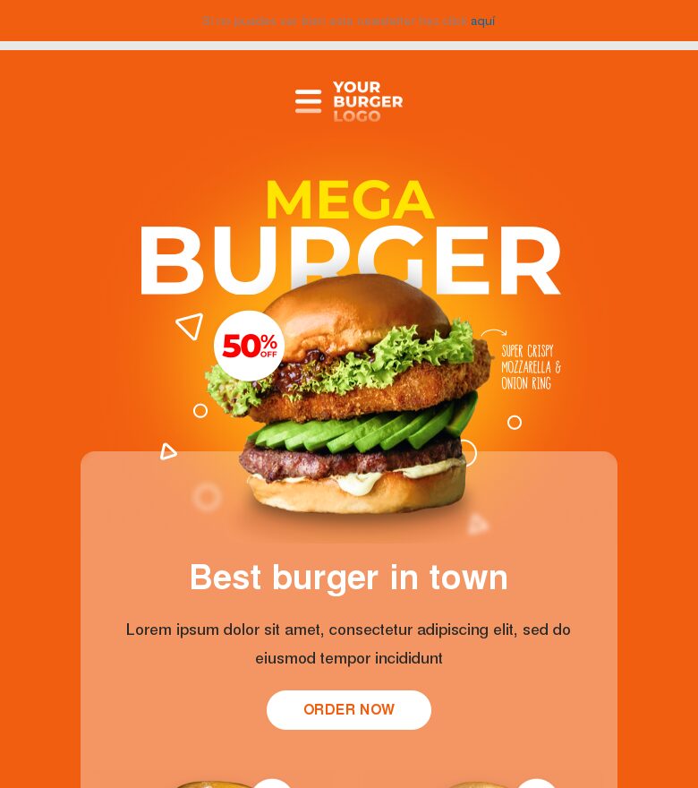 Email marketing template La mejor hamburguesa de la ciudad