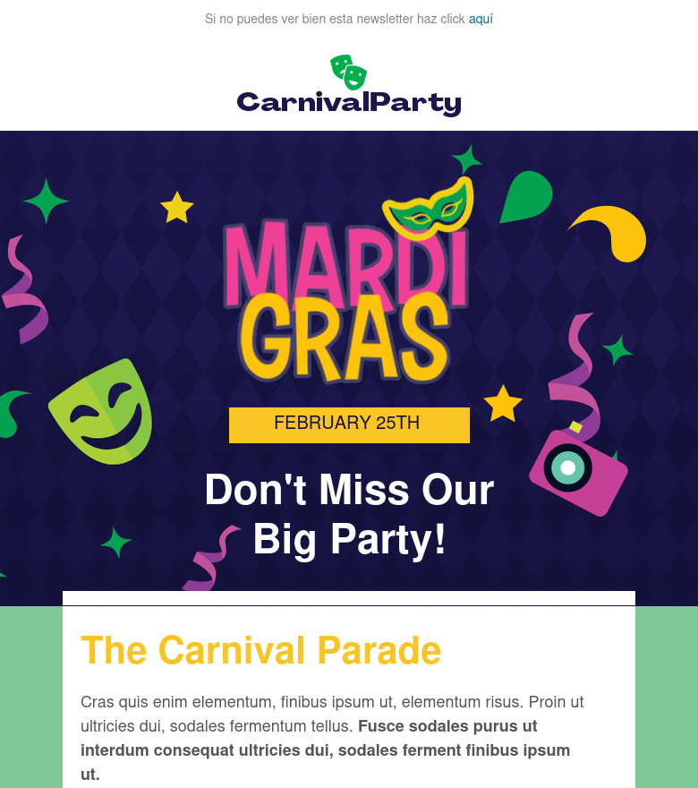 E-Mail-Marketing-Vorlage Mardi gras parade