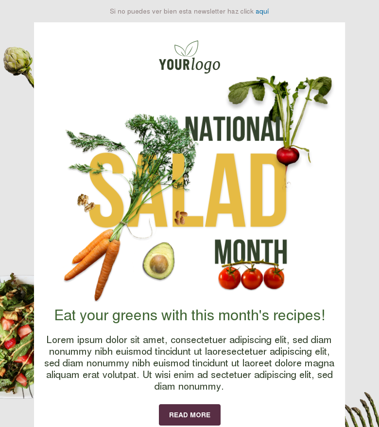 Plantilla email marketing National salad month