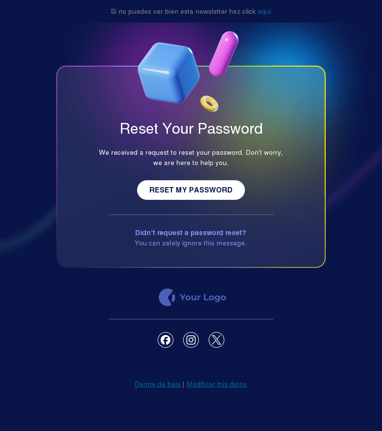 Plantilla email marketing Reset your password
