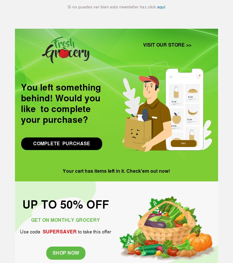 Template email marketing Carrito abandonado