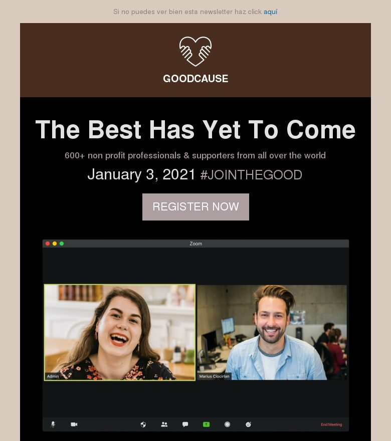 Template email marketing Evento online de Año Nuevo