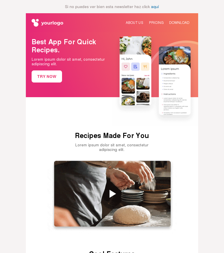 Plantilla email marketing Best app for quick recipes