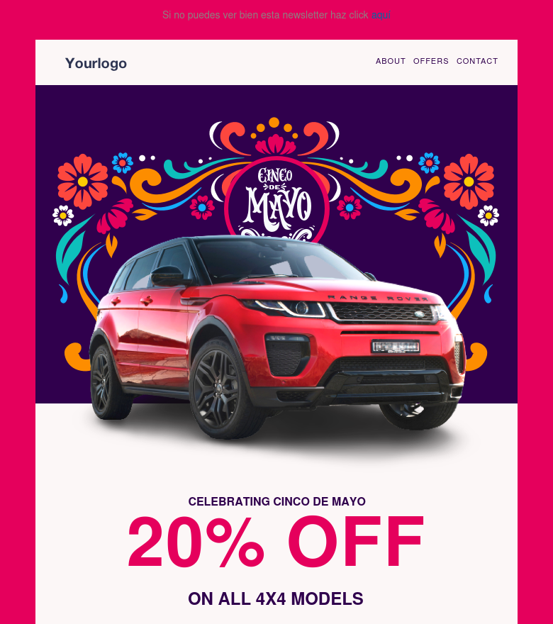 E-Mail-Marketing-Vorlage Cinco de mayo automotive