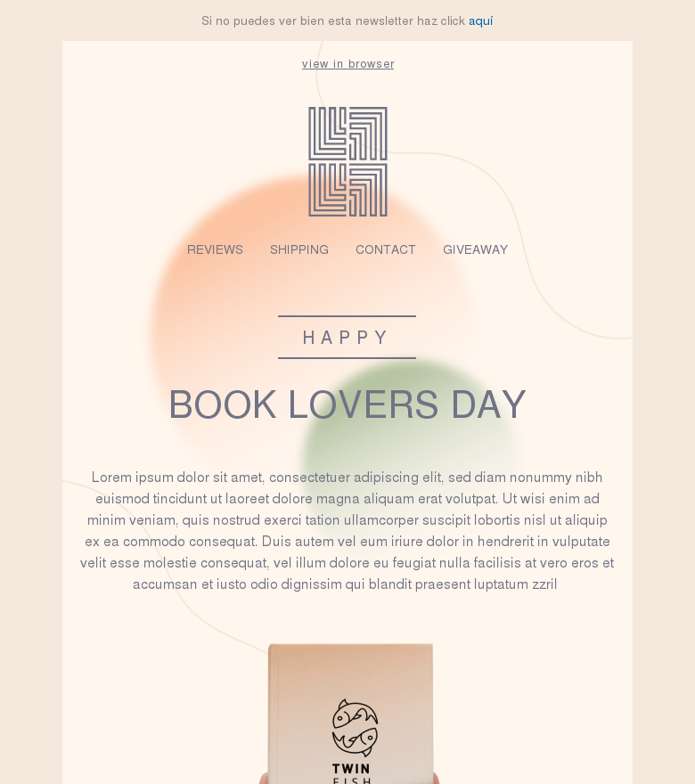 Plantilla email marketing Book lovers day giveaway