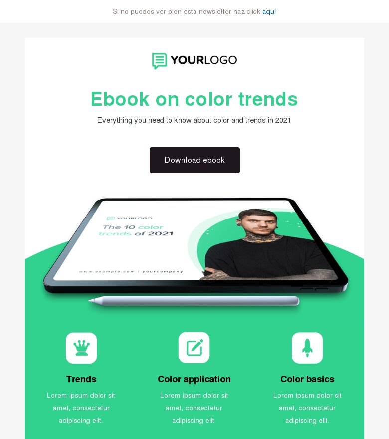 Template email marketing Tendencias en ebooks