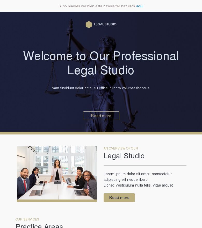 Template email marketing Bienvenido a nuestro estudio jurídico