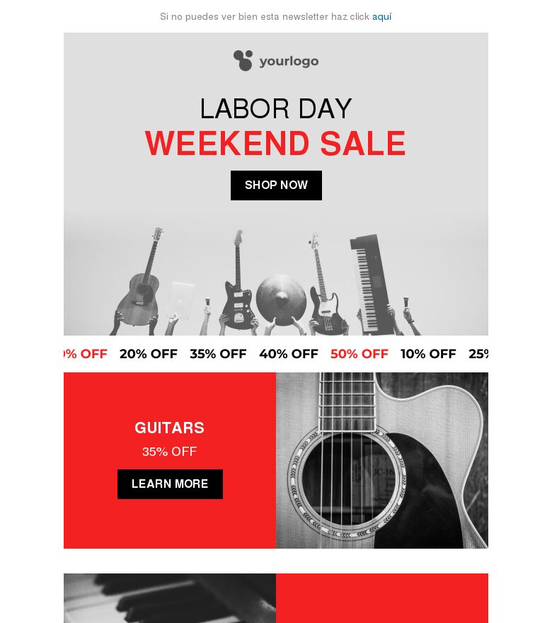 Template email marketing Se acerca el finde del Día del Trabajo