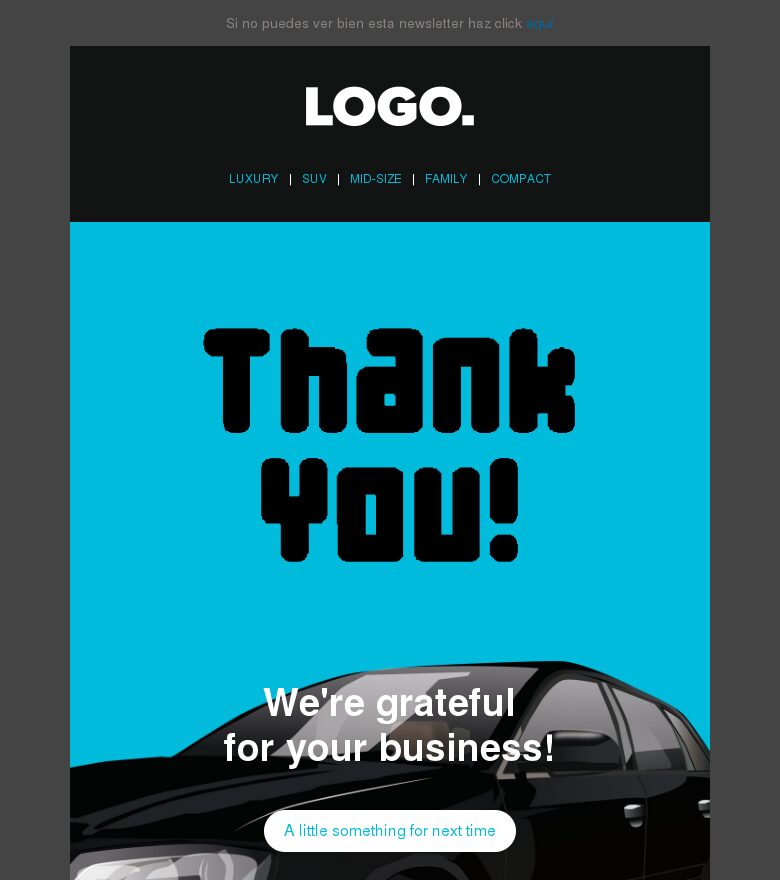 Template email marketing Gracias por viajar con nosotros