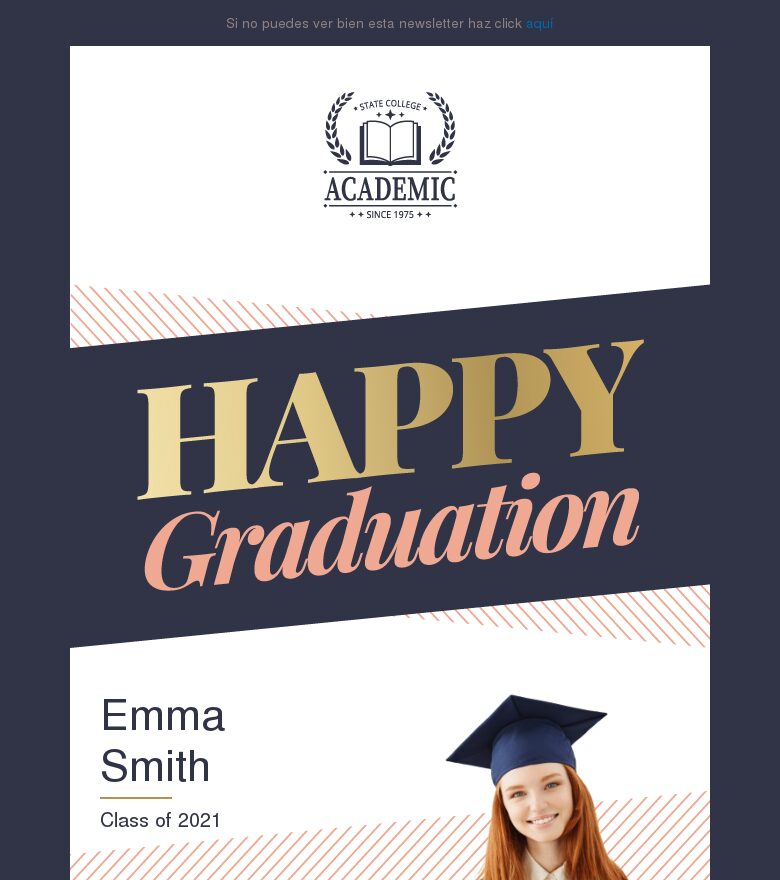Template email marketing Feliz graduación