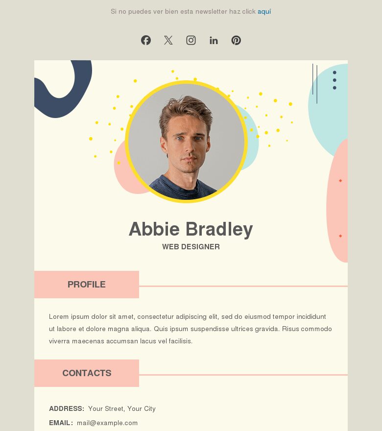 Email marketing template Currículum de diseñador web