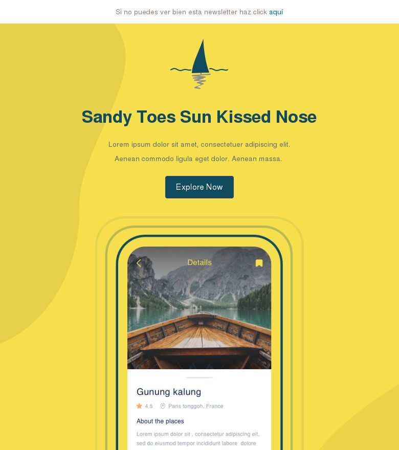 Plantilla email marketing Pies en la arena, nariz al sol