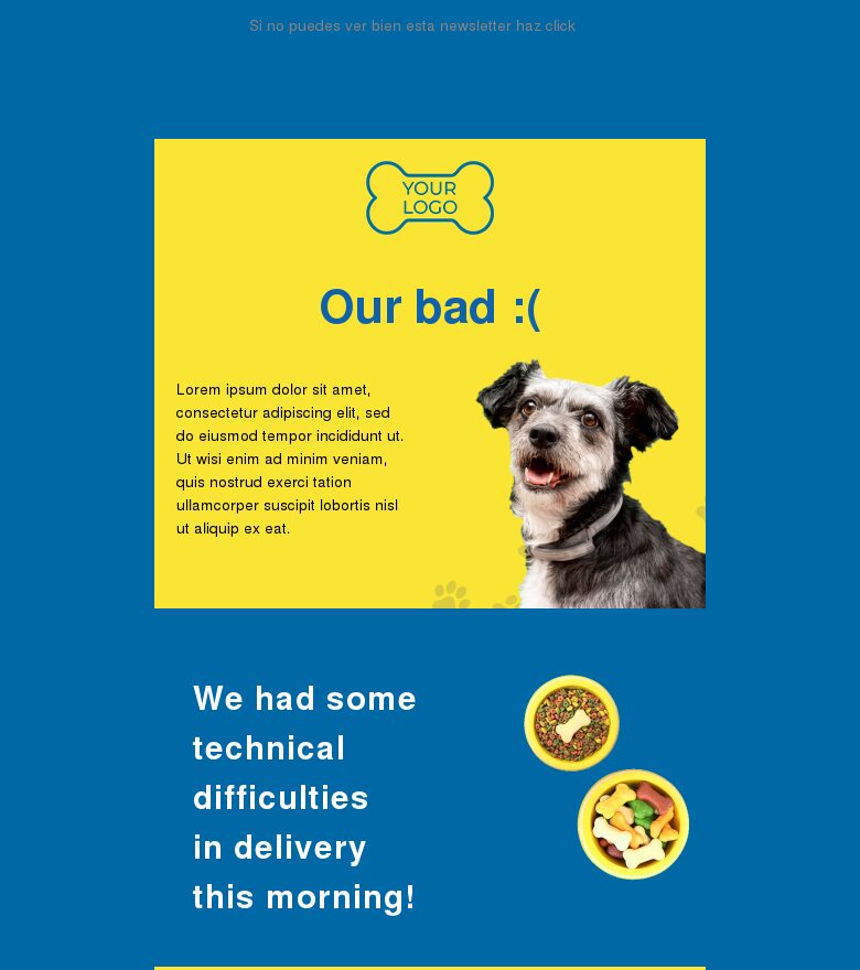 Template email marketing Mensaje de disculpa vaya